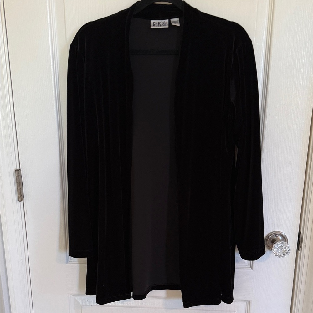 Chico's Elegant Black Velvet Cardigan